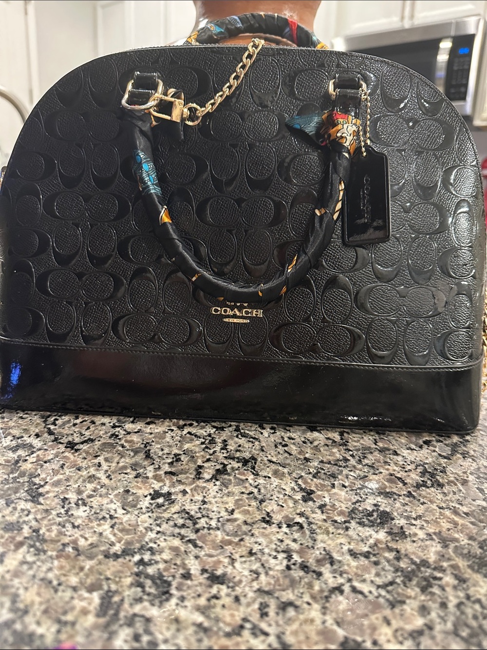 Coach Sierra Satchel Black Embossed Leather Patent Leather Bottom  Satchel - Picture 9 of 10